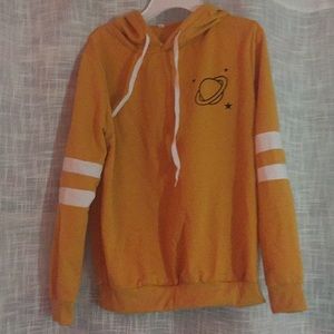 Yellow planet print hoodie